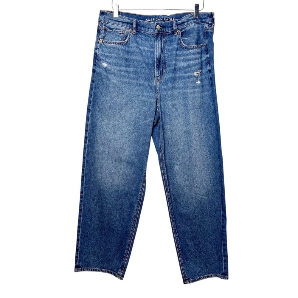 American Eagle Super High Rise Baggy Straight Strigid Women’s Jeans Sz 14